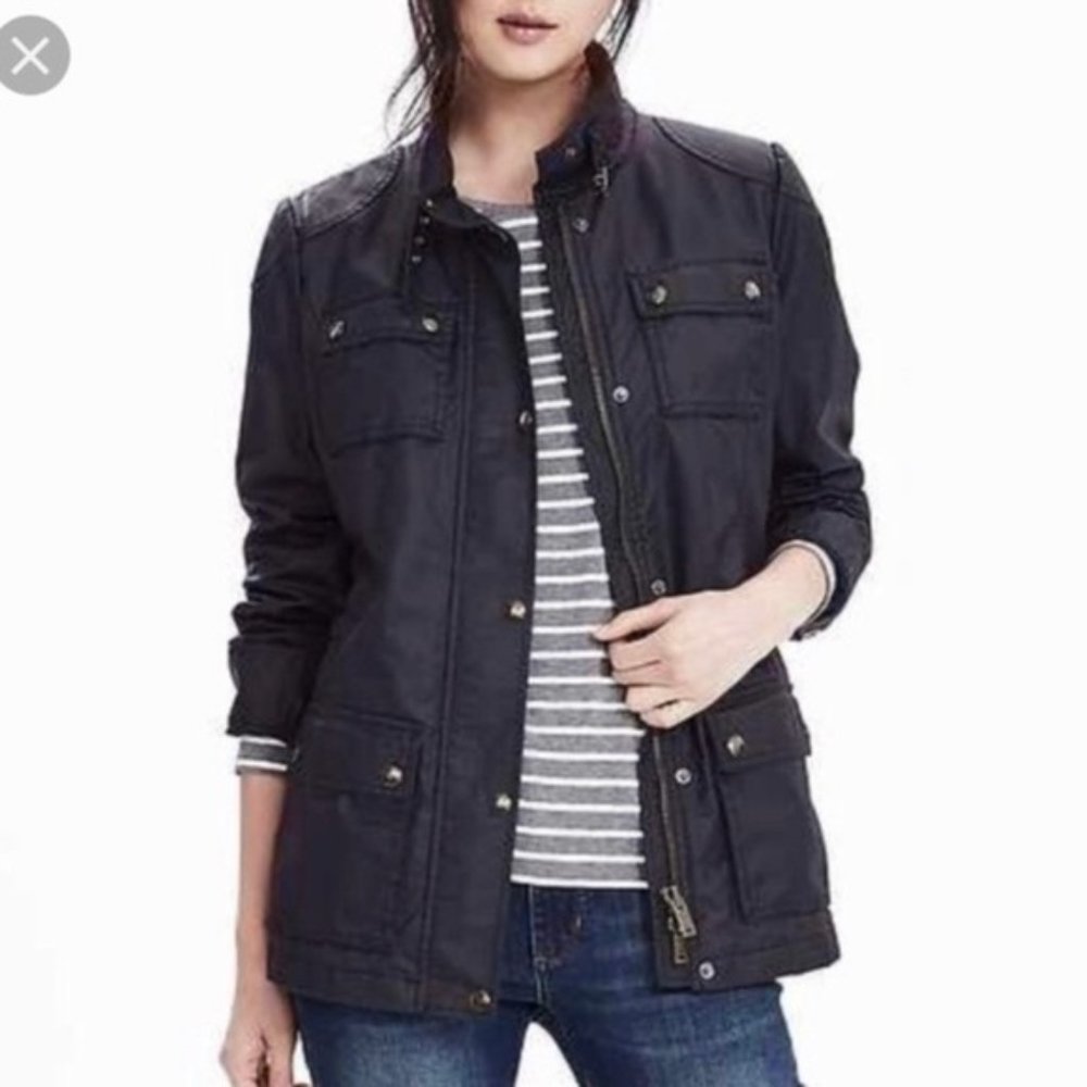 Banana Republic Navy Blue Wax Jacket